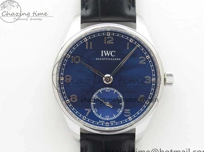 MIROTIME 0112 TimelessDesign Portuguese IW358304 ZF 1:1 Best Edition SS Blue Dial on Leather Strap A 7078